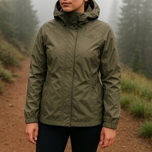 The North Face Zoomie Waterproof Rain Jacket Olive Green Small
